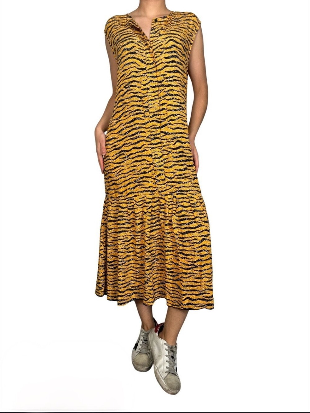 Bimba Y Lola Tiger Stripe Midi Dress